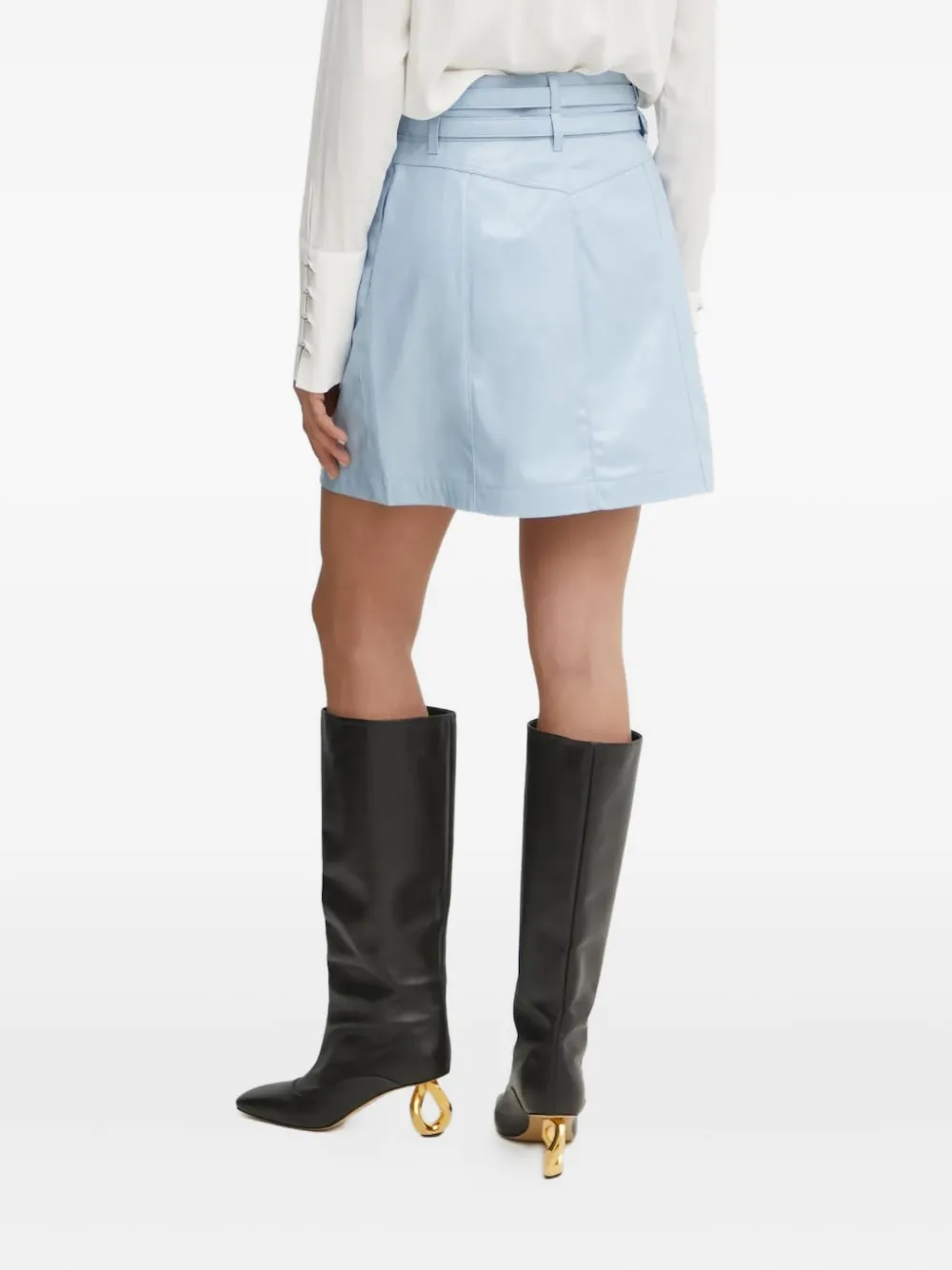 BOSS Mini-rok van imitatieleer met dubbele gesp - Blauw
