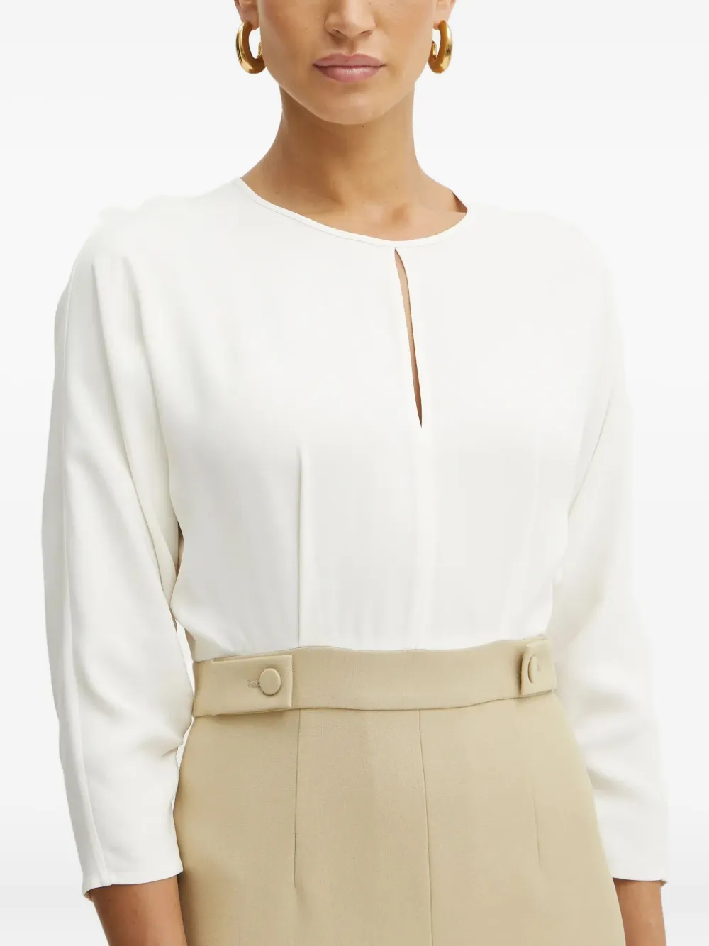 Hugo Boss Keyhole-neckline Midi Dress In White