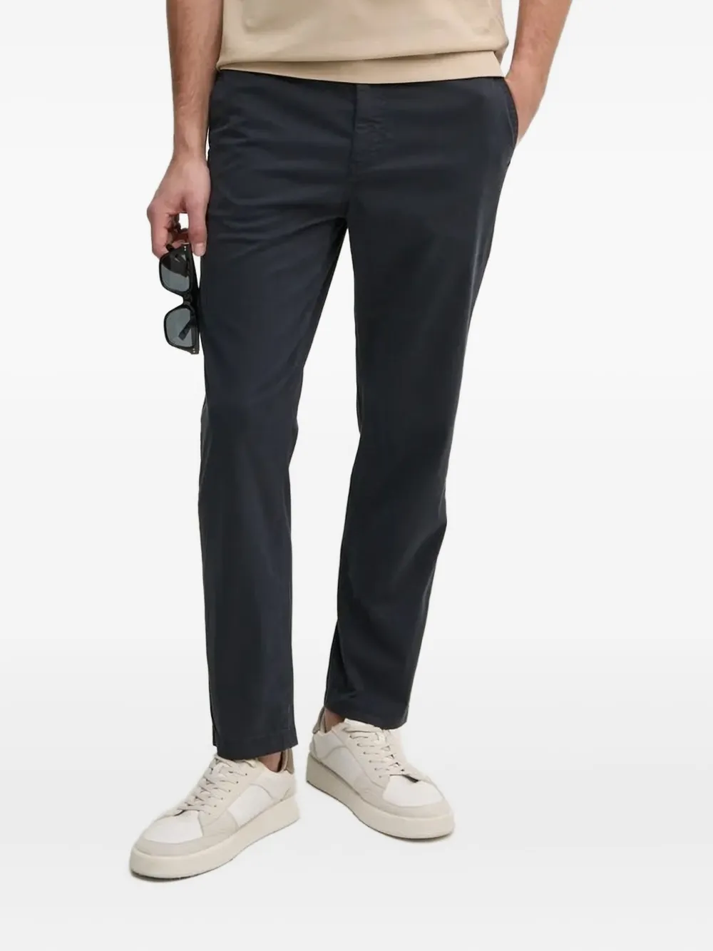BOSS Broek met elastische taille Blauw