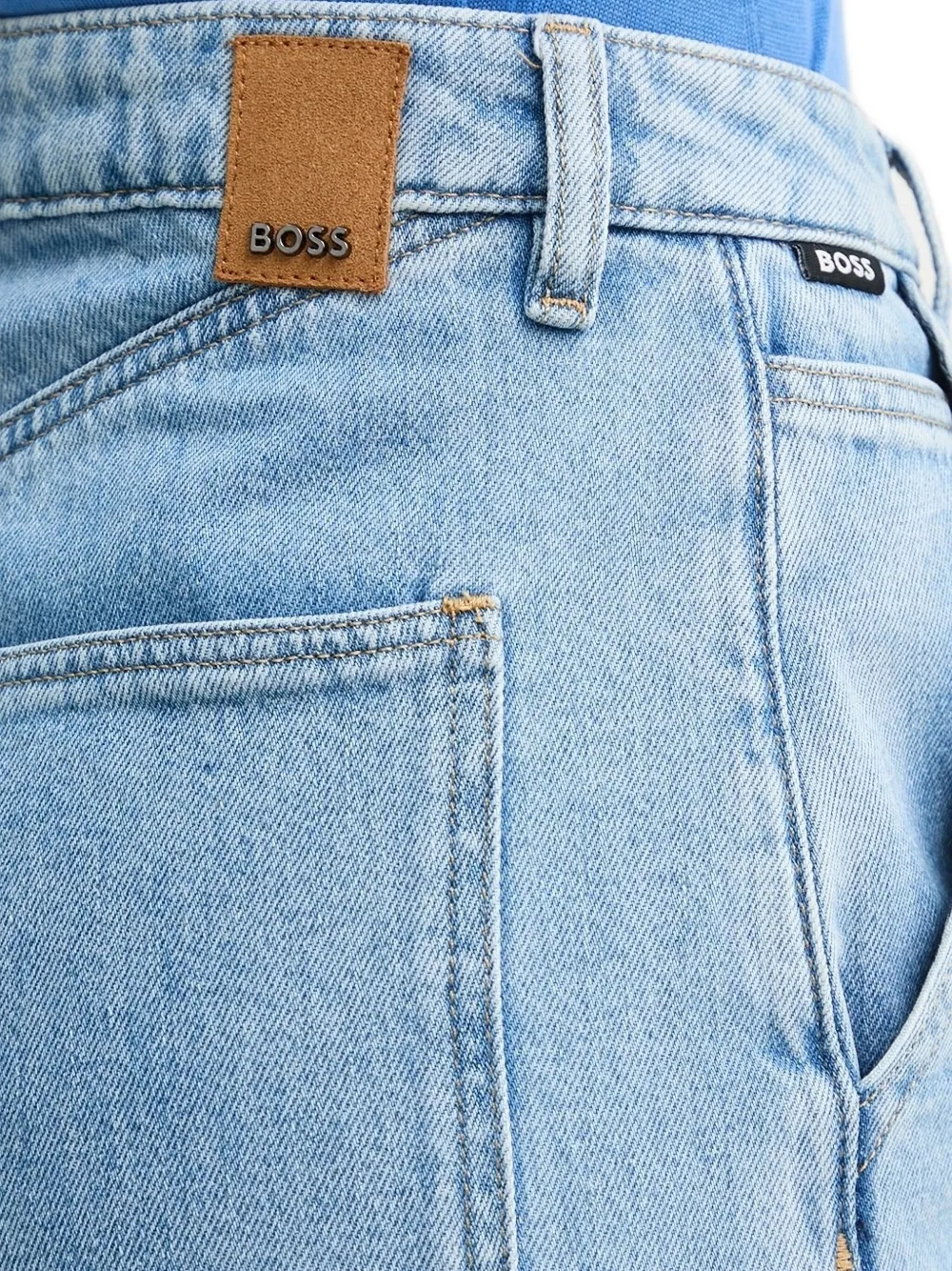 Hugo Boss Cropped Raw-cut Jeans In Blue