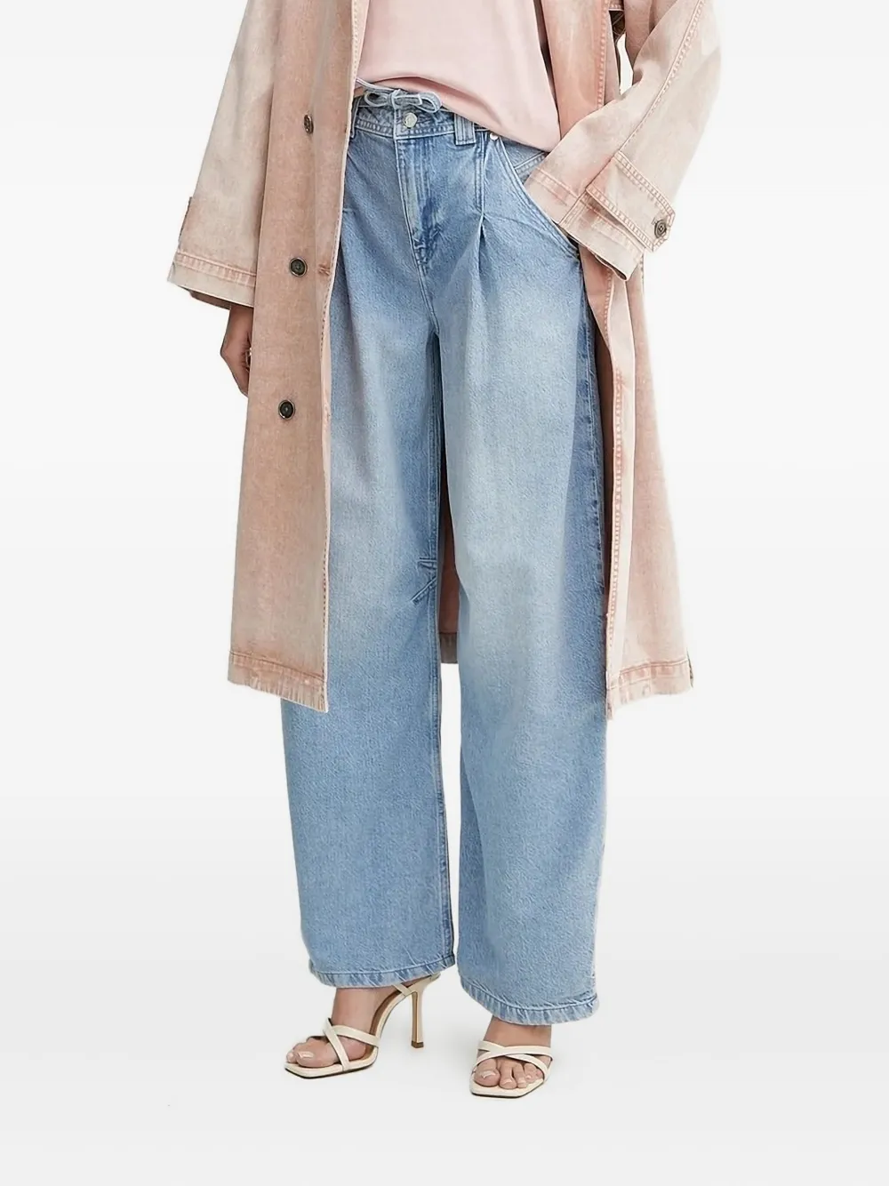 BOSS pleated drawstring jeans Blauw