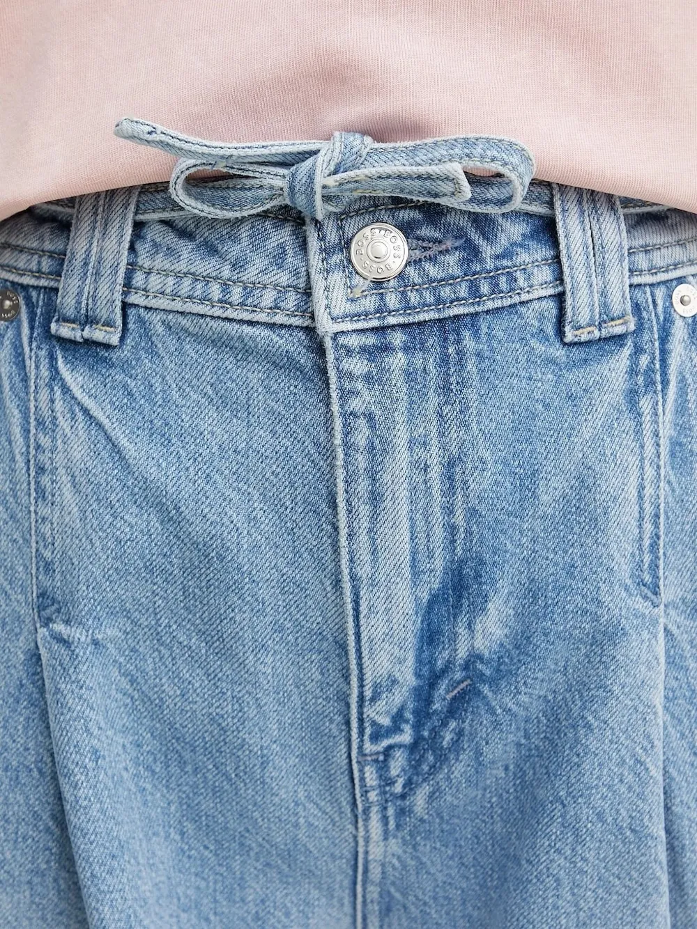 BOSS pleated drawstring jeans Blauw