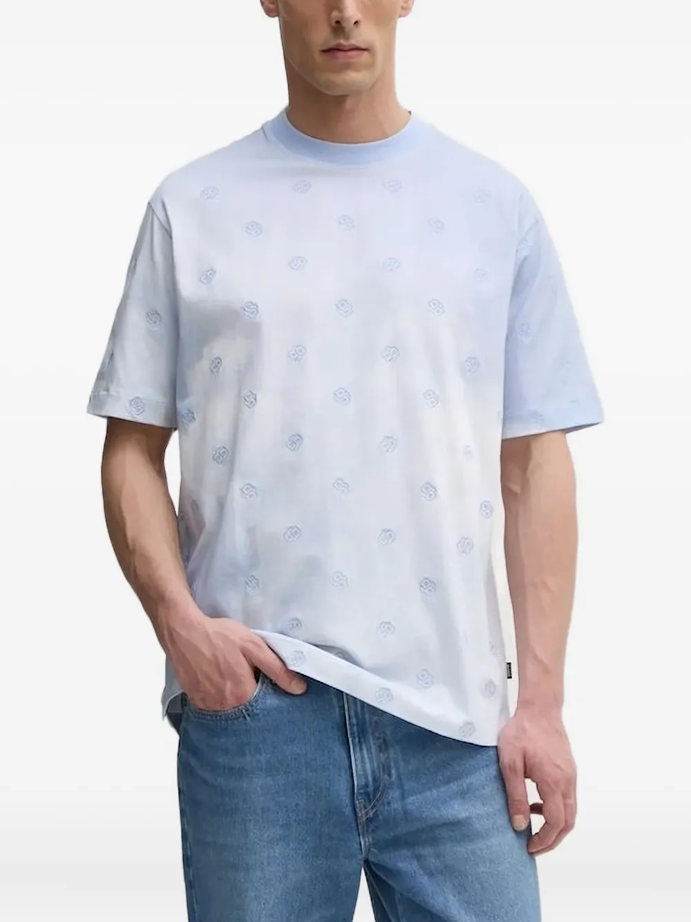 BOSS logo-embroidered T-shirt | Blue | Image 1