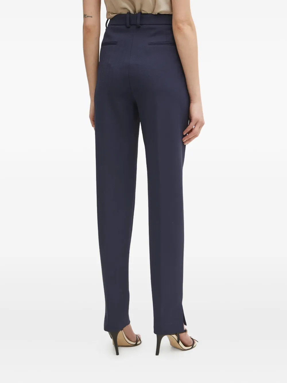 Hugo Boss Dressletic Herringbone Split-hem Trousers In Blue