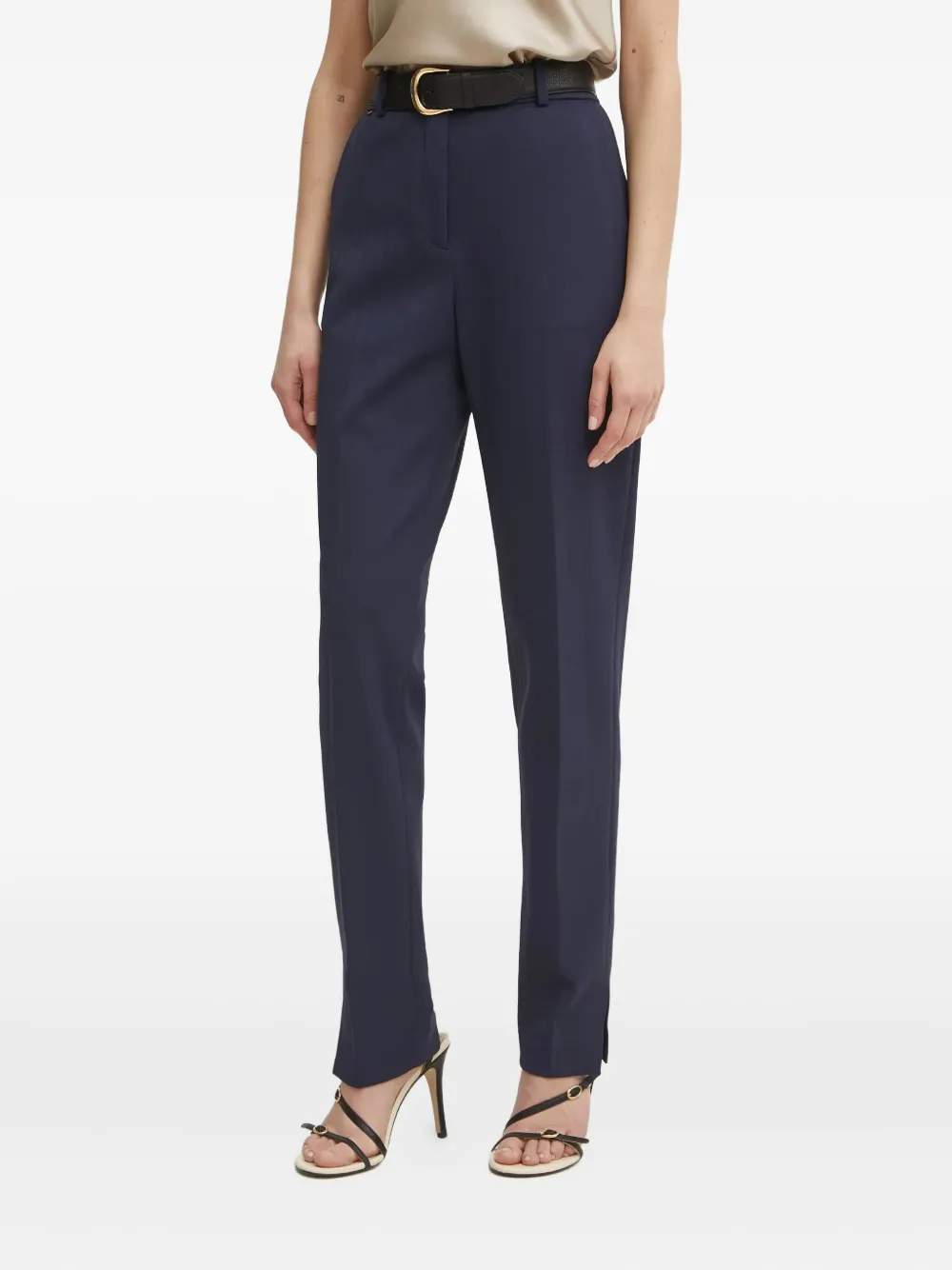 Hugo Boss Dressletic Herringbone Split-hem Trousers In Blue