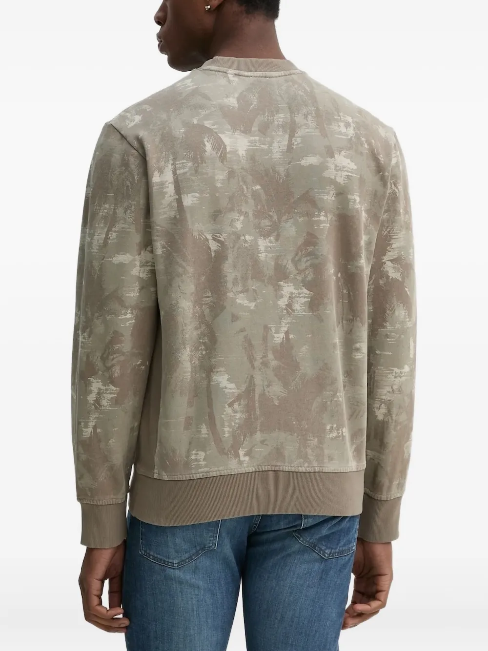 BOSS printed ribbed sweatshirt - Beige