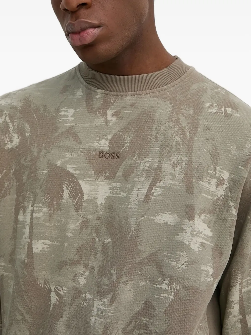 BOSS printed ribbed sweatshirt Beige