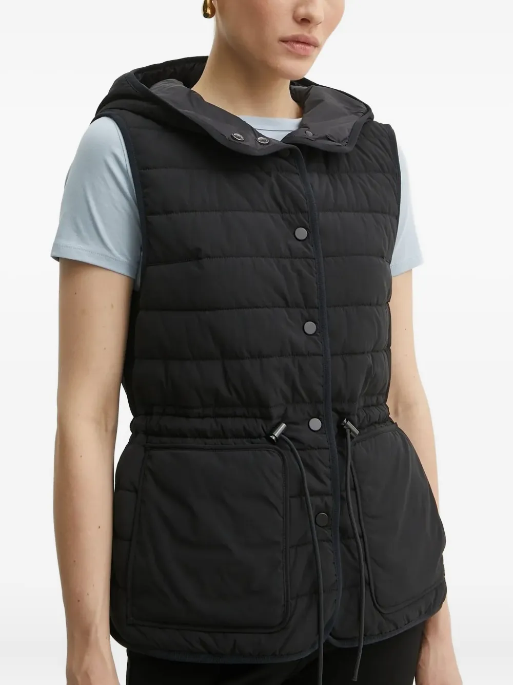 Hugo Boss Quilted Hooded Vest In Black