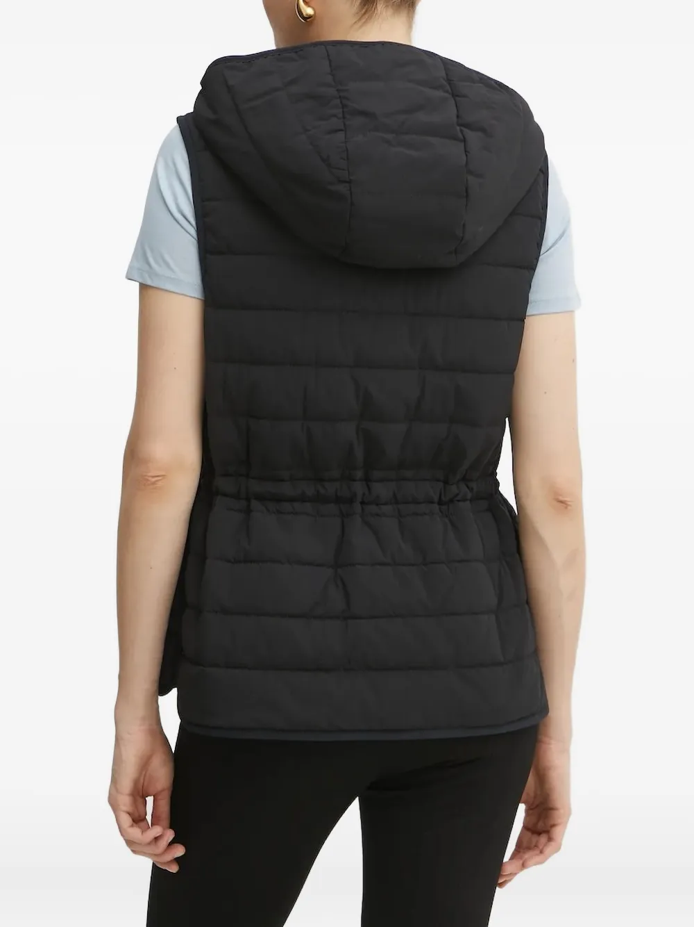 Hugo Boss Quilted Hooded Vest In Black