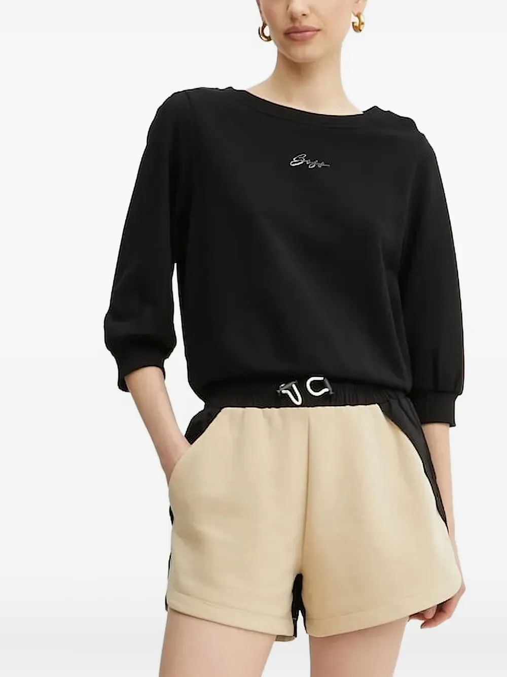 BOSS logo-embellished top Zwart