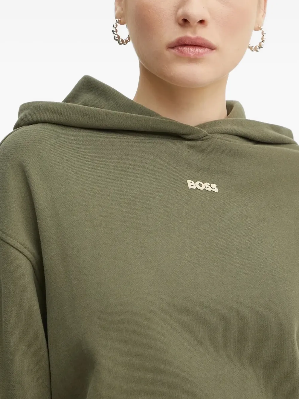 BOSS Hoodie met logo-reliëf Groen