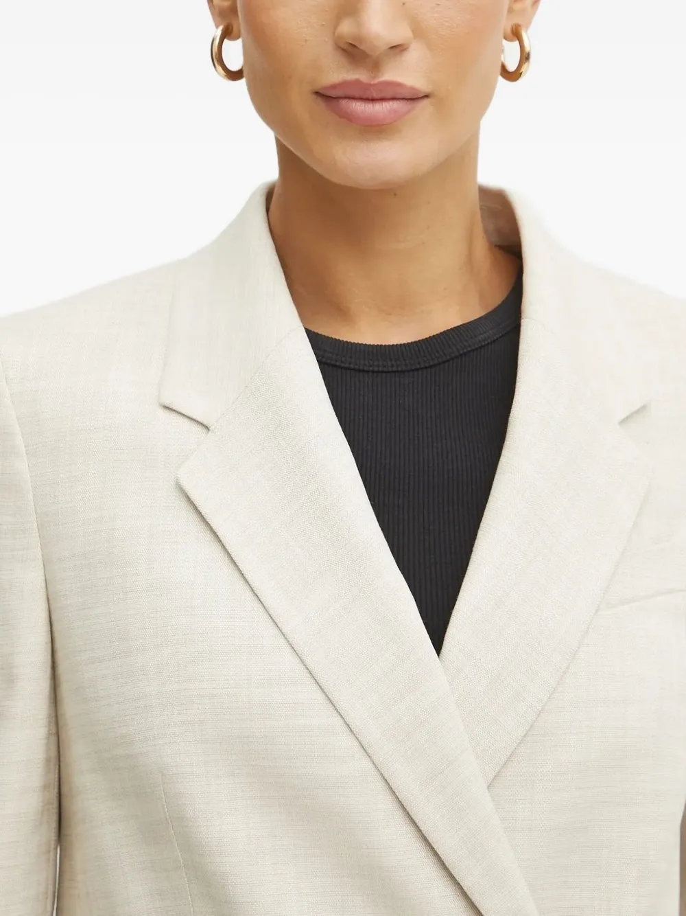 Hugo Boss Single-breasted Frayed-edge Blazer In Neutral