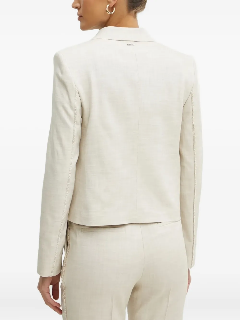 Hugo Boss Single-breasted Frayed-edge Blazer In Neutral