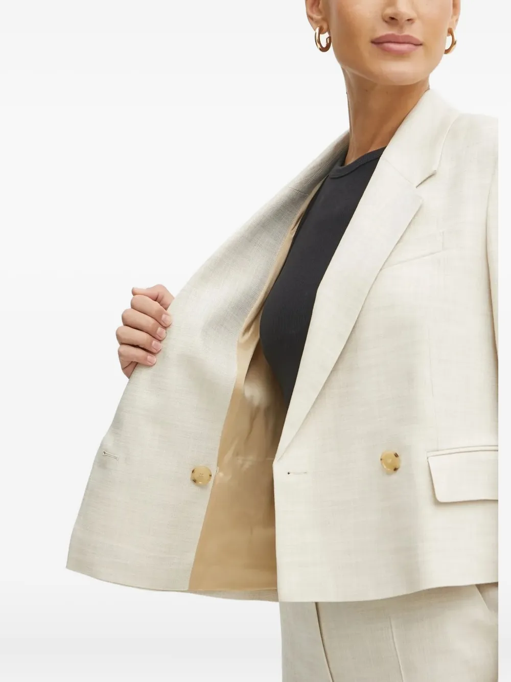 Hugo Boss Single-breasted Frayed-edge Blazer In Neutral
