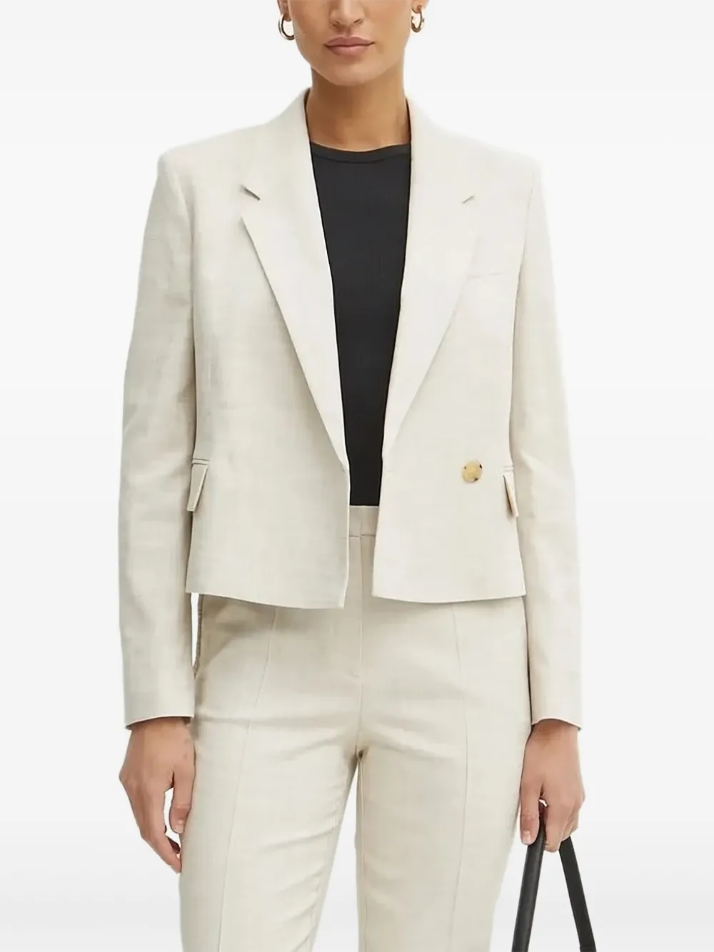 BOSS single-breasted frayed-edge blazer | Neutrals | Image 1