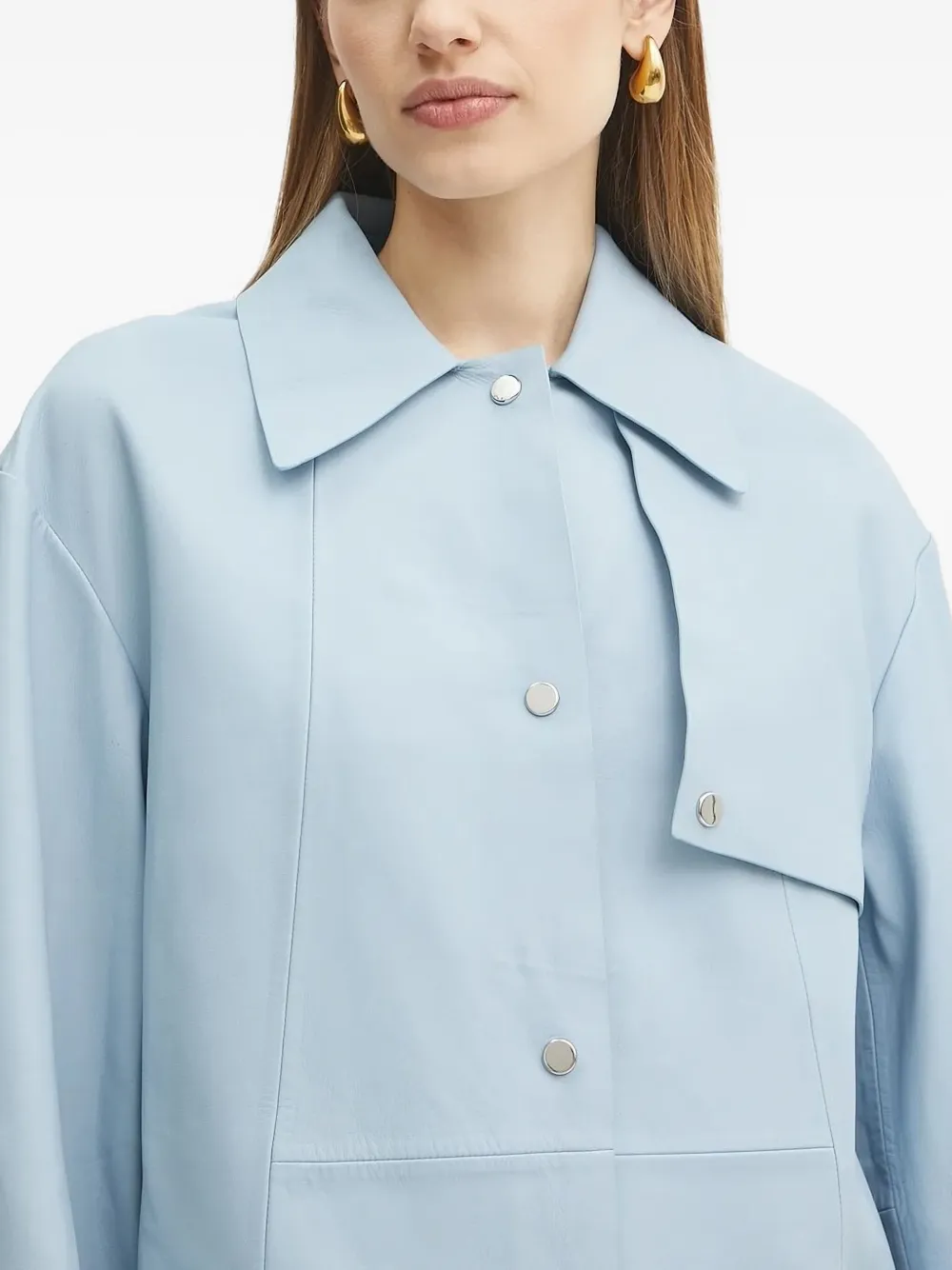 BOSS Leren trenchcoat Blauw