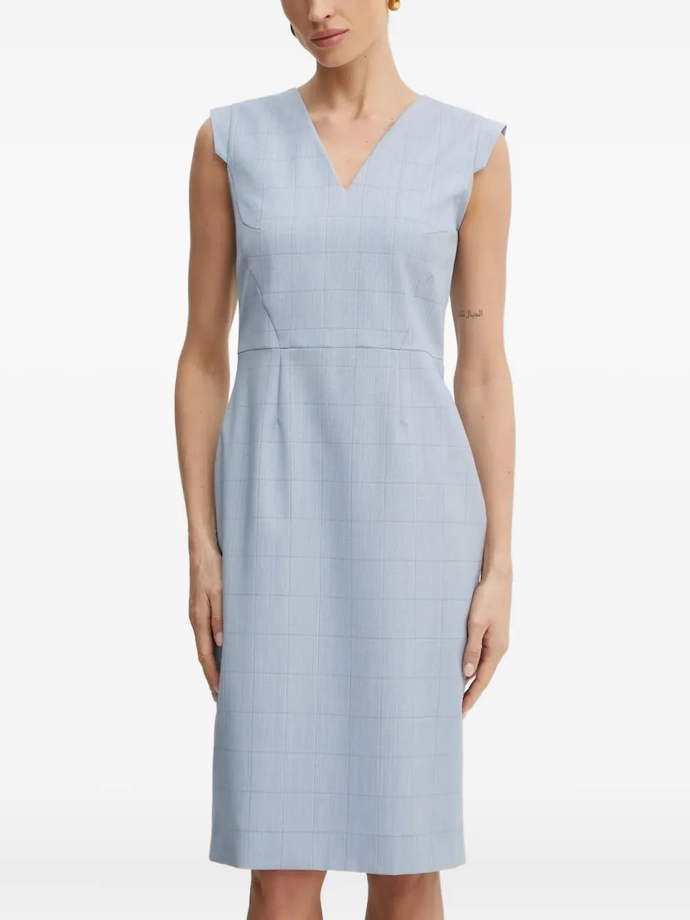 BOSS checked V-neck sheath mini dress | Blue | Image 1