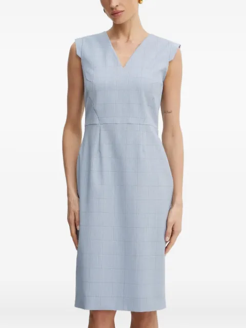 BOSS checked V-neck sheath mini dress