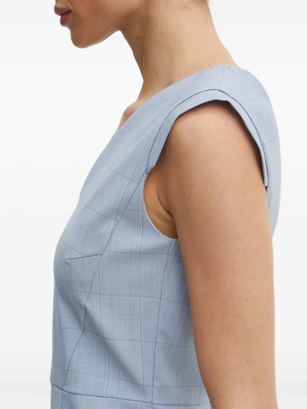 BOSS Geruite mini-jurk met V-hals Blauw