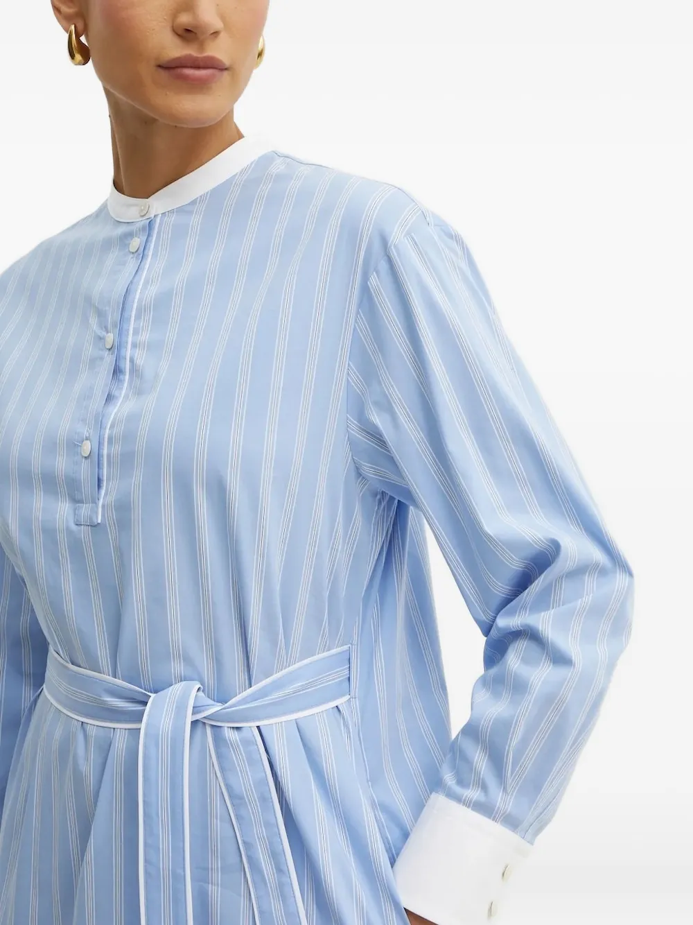 BOSS striped belted shirt dress Blauw