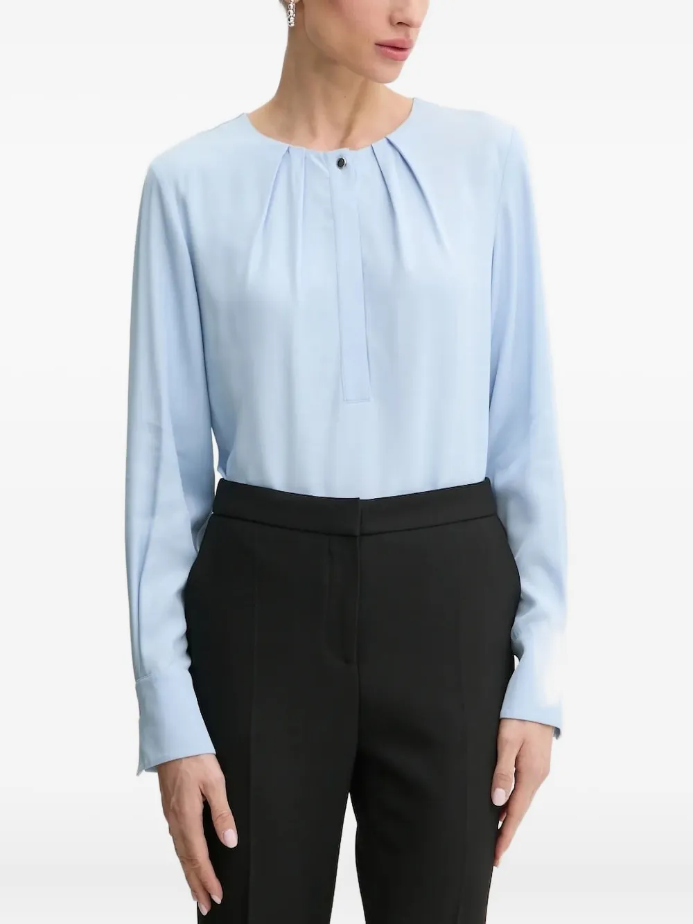 BOSS Blouse met ronde hals Blauw