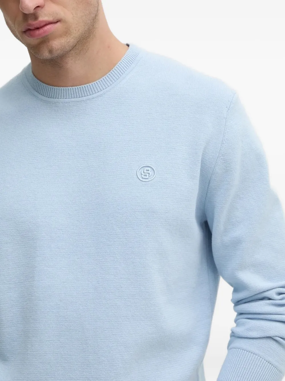 BOSS embroidered crew-neck sweater Blauw