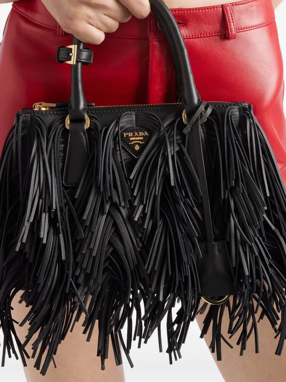 Prada Kleine Galleria leren shopper Zwart