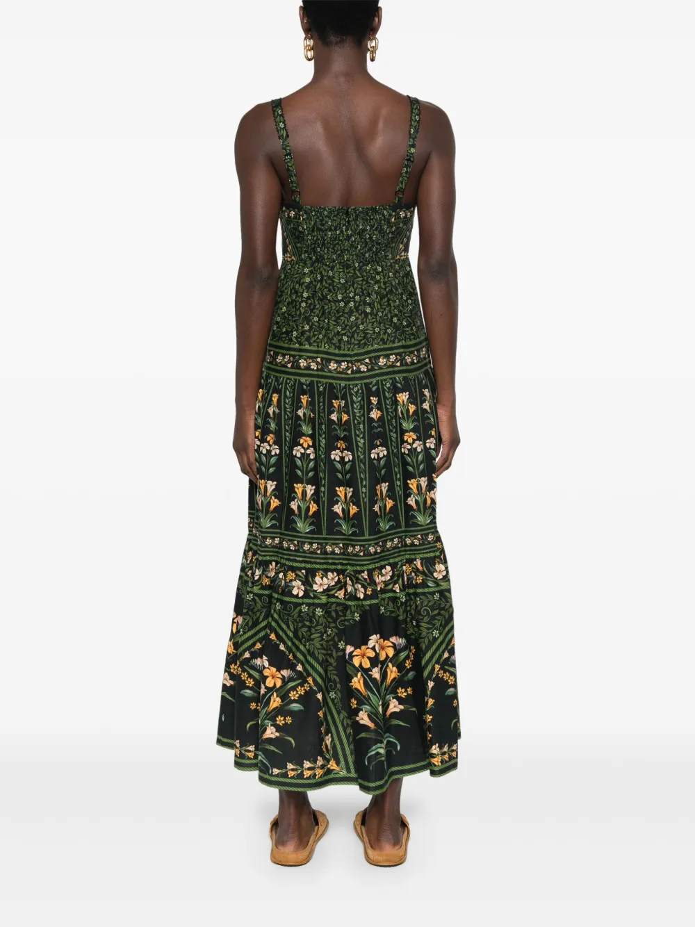 Shop Farm Rio Flowers Arch Midi Dress In Green