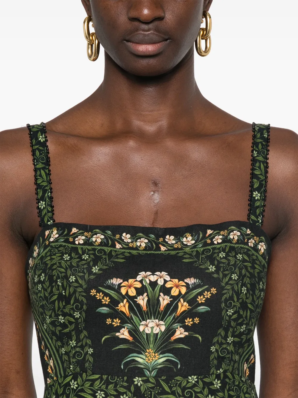 Shop Farm Rio Flowers Arch Midi Dress In Green