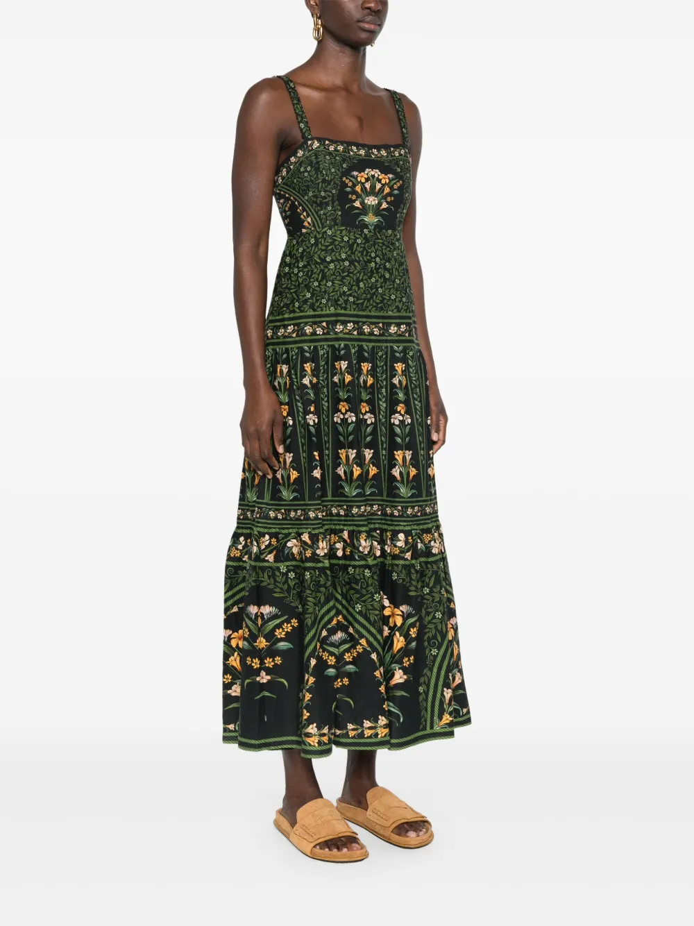 Shop Farm Rio Flowers Arch Midi Dress In Green