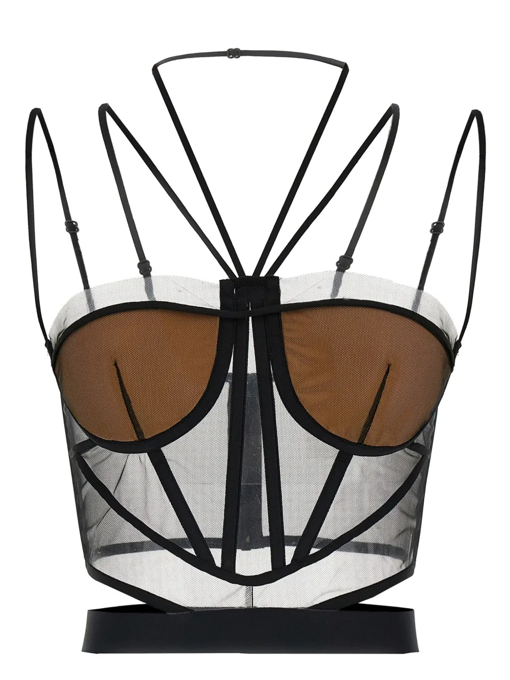 Nensi Dojaka top estilo corset con paneles traslúcidos | negro | Image 1
