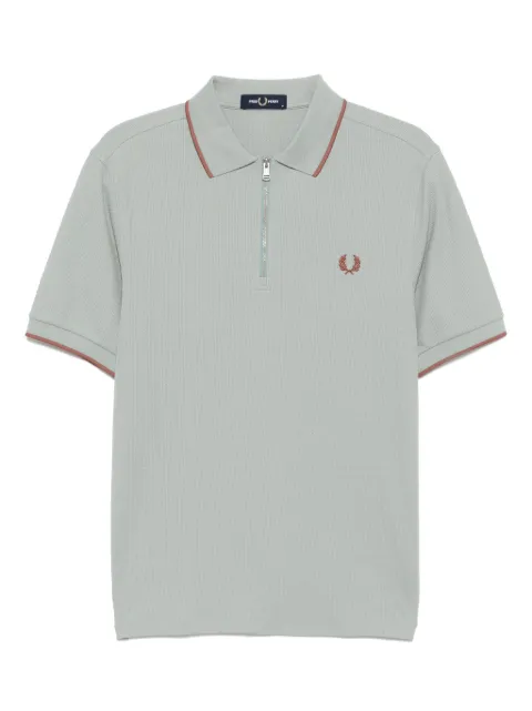 Fred Perry textured zip-neck polo shirt