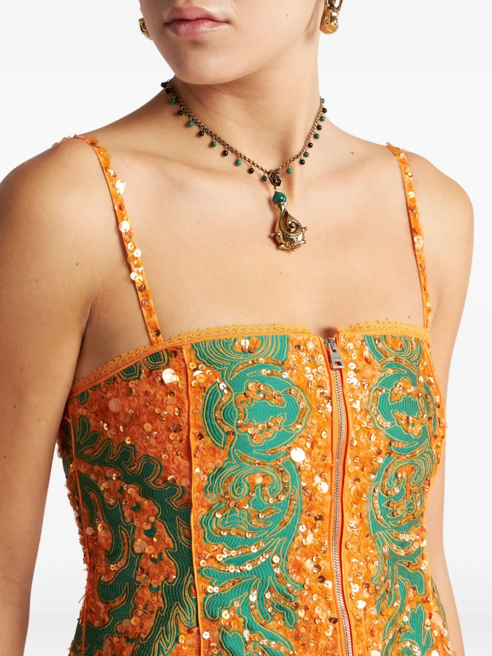 ETRO Mini-jurk verfraaid met pailletten Oranje