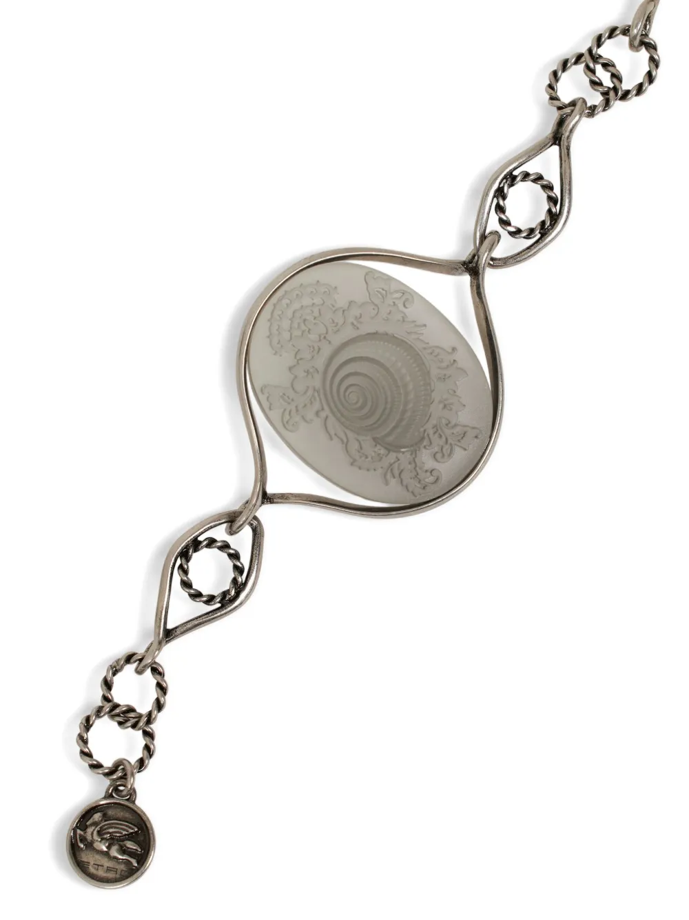 Etro Cameo Shell Bracelet In Silver