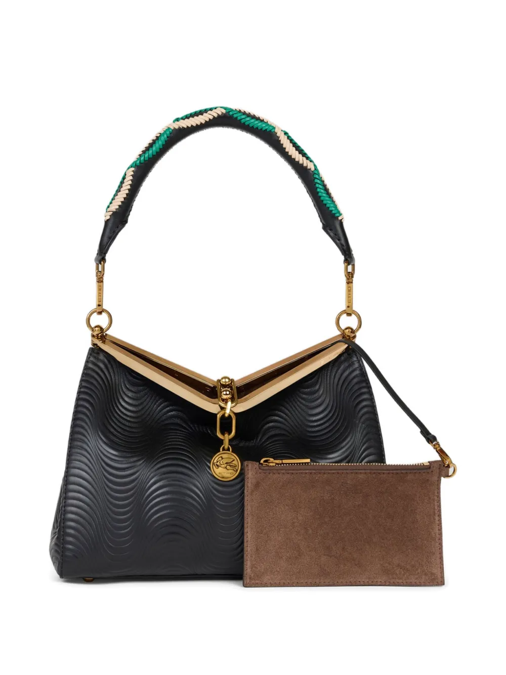 ETRO Vela raffia schoudertas Zwart