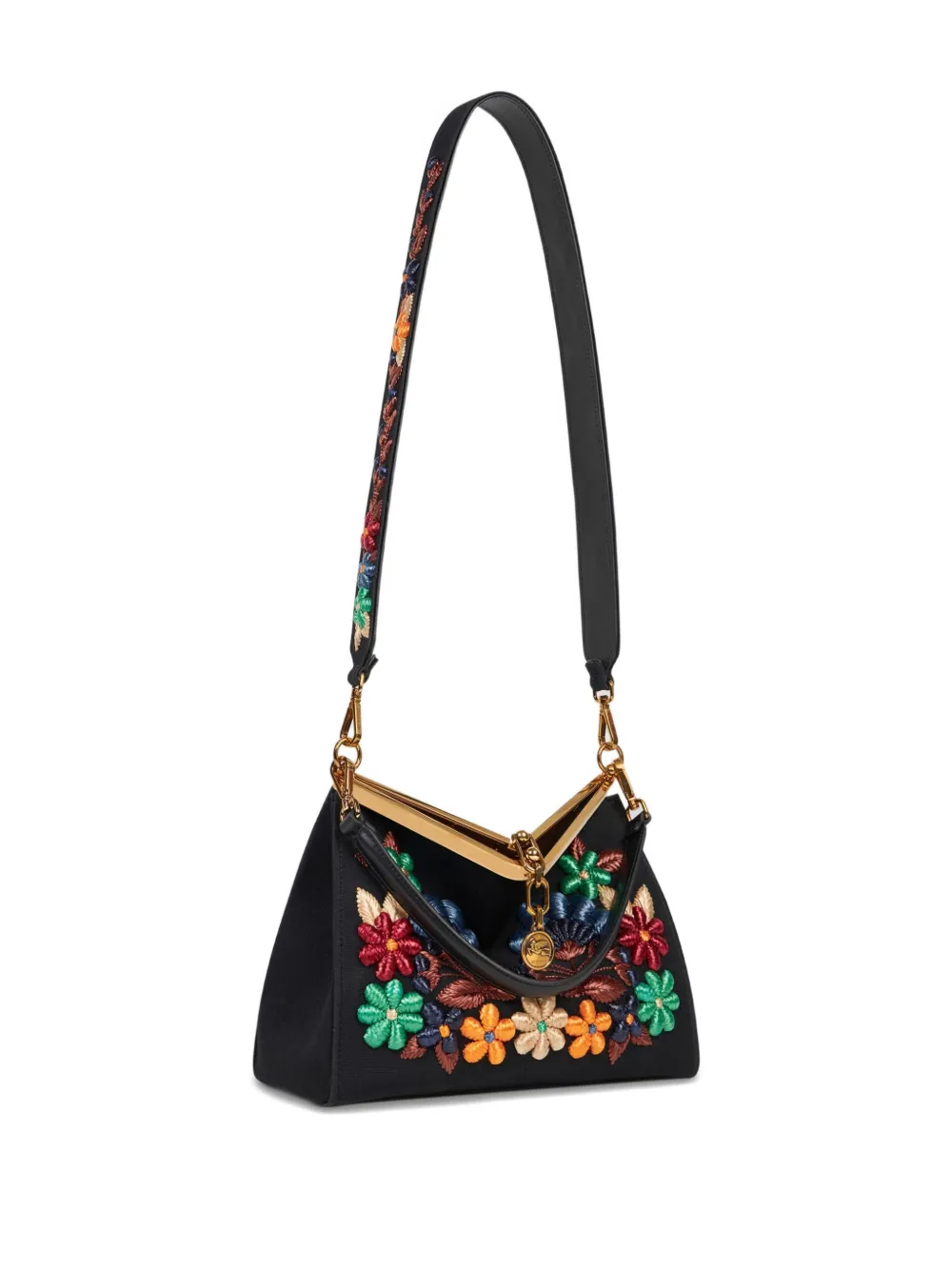 ETRO Vela raffia schoudertas Zwart
