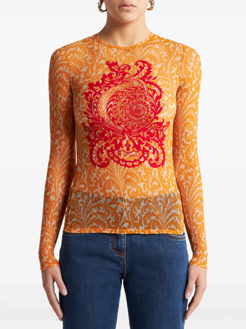 ETRO shell-print Sweater | Orange | FARFETCH