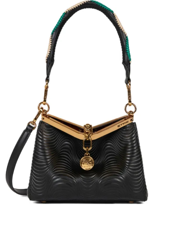 Etro Small Vela Bag with Wavy Motif in Black