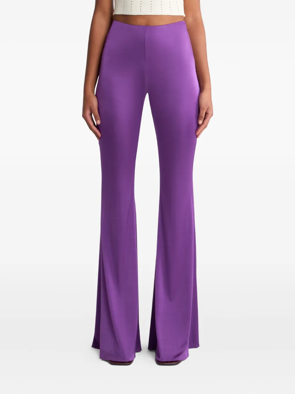 Shop Etro Flared Trousers In Purple