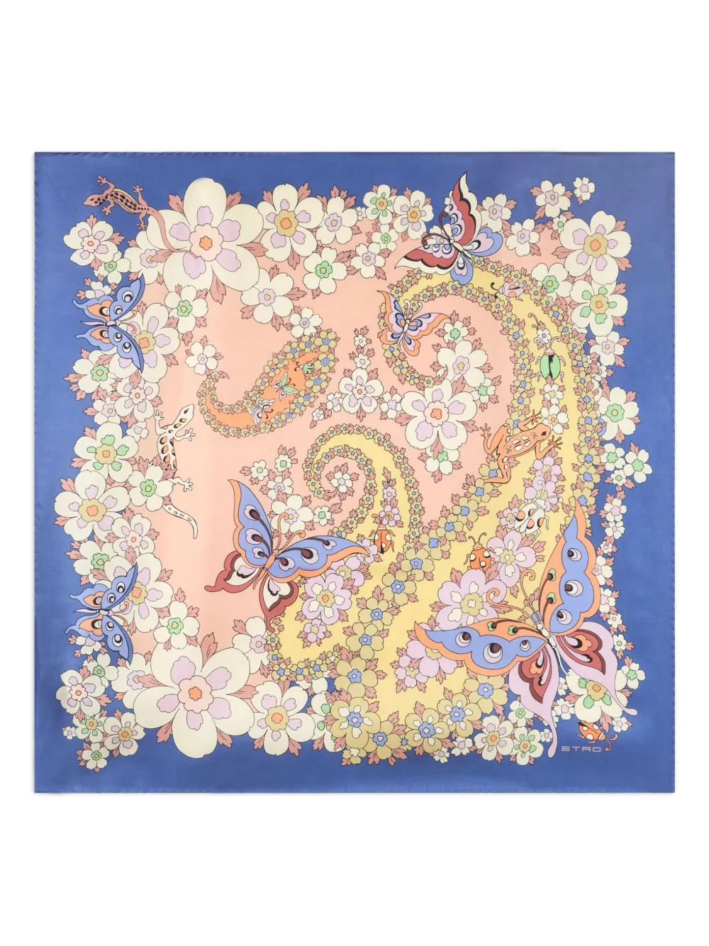 ETRO プリント シルクスカーフ - ブルー ETRO プリント シルクスカーフ - ブルー