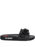 Love Moschino chain-detail slides - Black