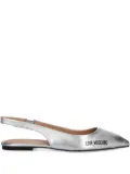Love Moschino logo-print ballerina shoes - Silver