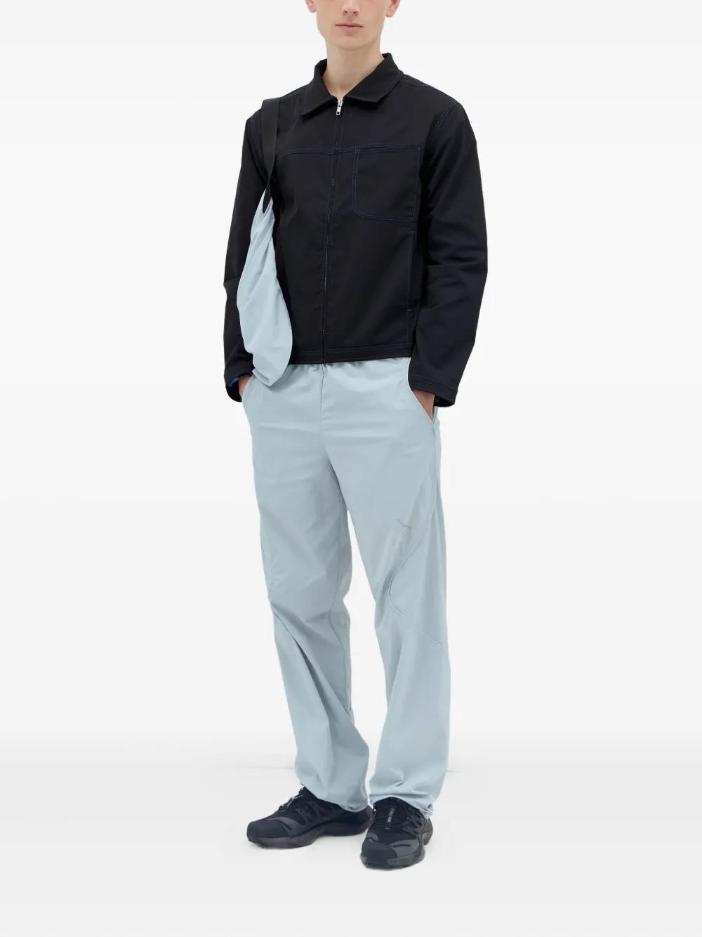 Affxwrks Topstitched Zip-up Jacket In Black
