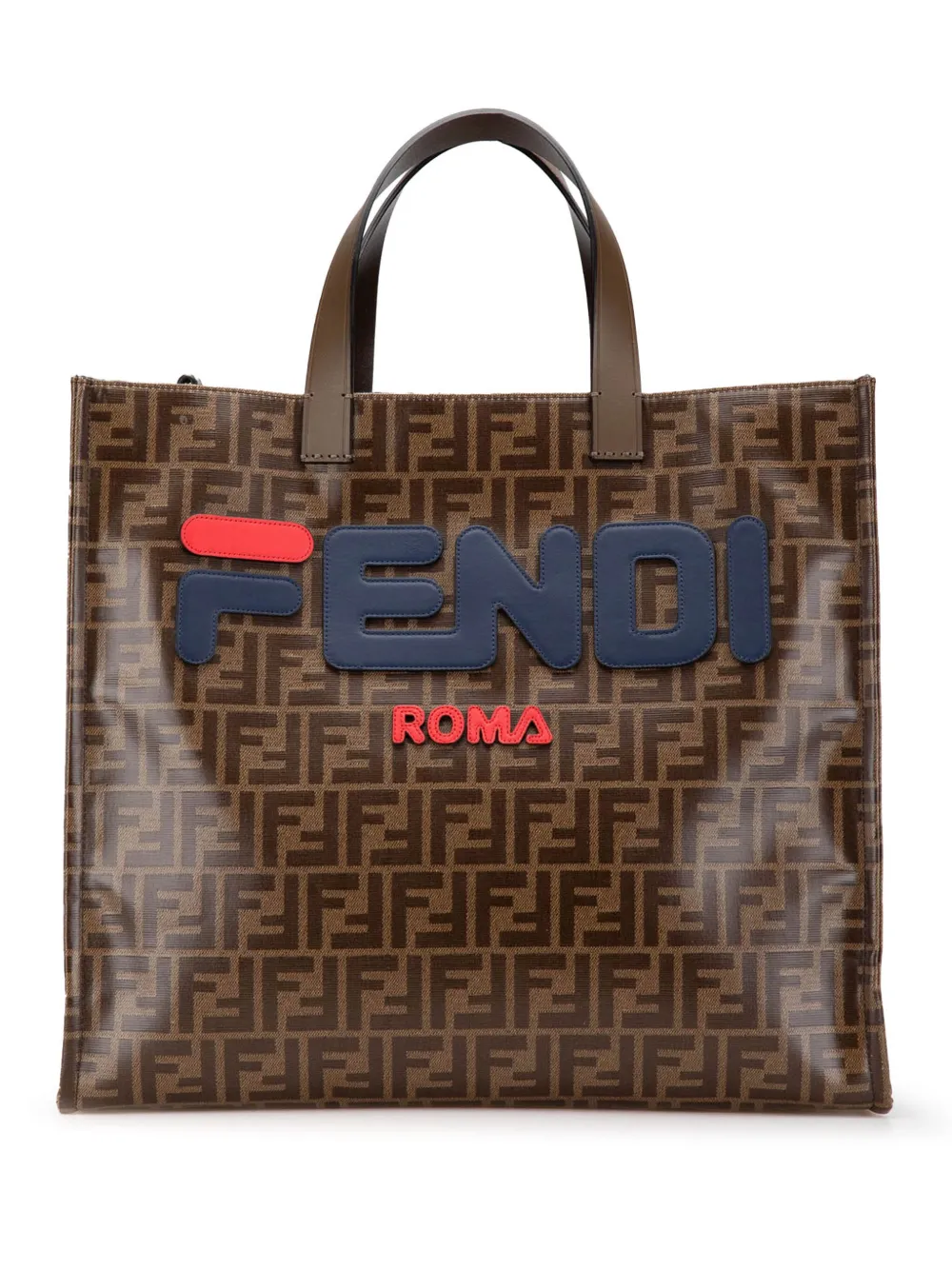 Fendi Pre-Owned 2010-2024 フィラ ズッカ コーテッドキャンバス マニア ロゴ ショッパートート サッチェルバッグ Fendi Pre-Owned 2010-2024 フィラ ズッカ コーテッドキャンバス マニア ロゴ ショッパートート サッチェルバッグ