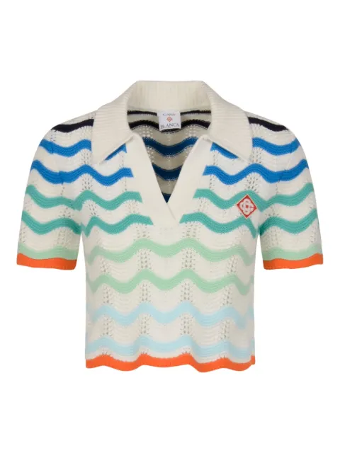Casablanca wave-pattern polo top