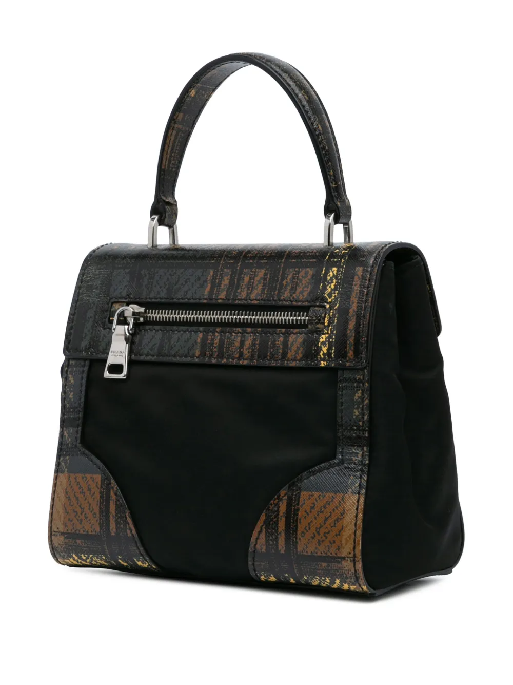 Prada Pre-Owned 2010-2024 Tartan Saffiano Trimmed Tessuto satchel | Bags | Image 2