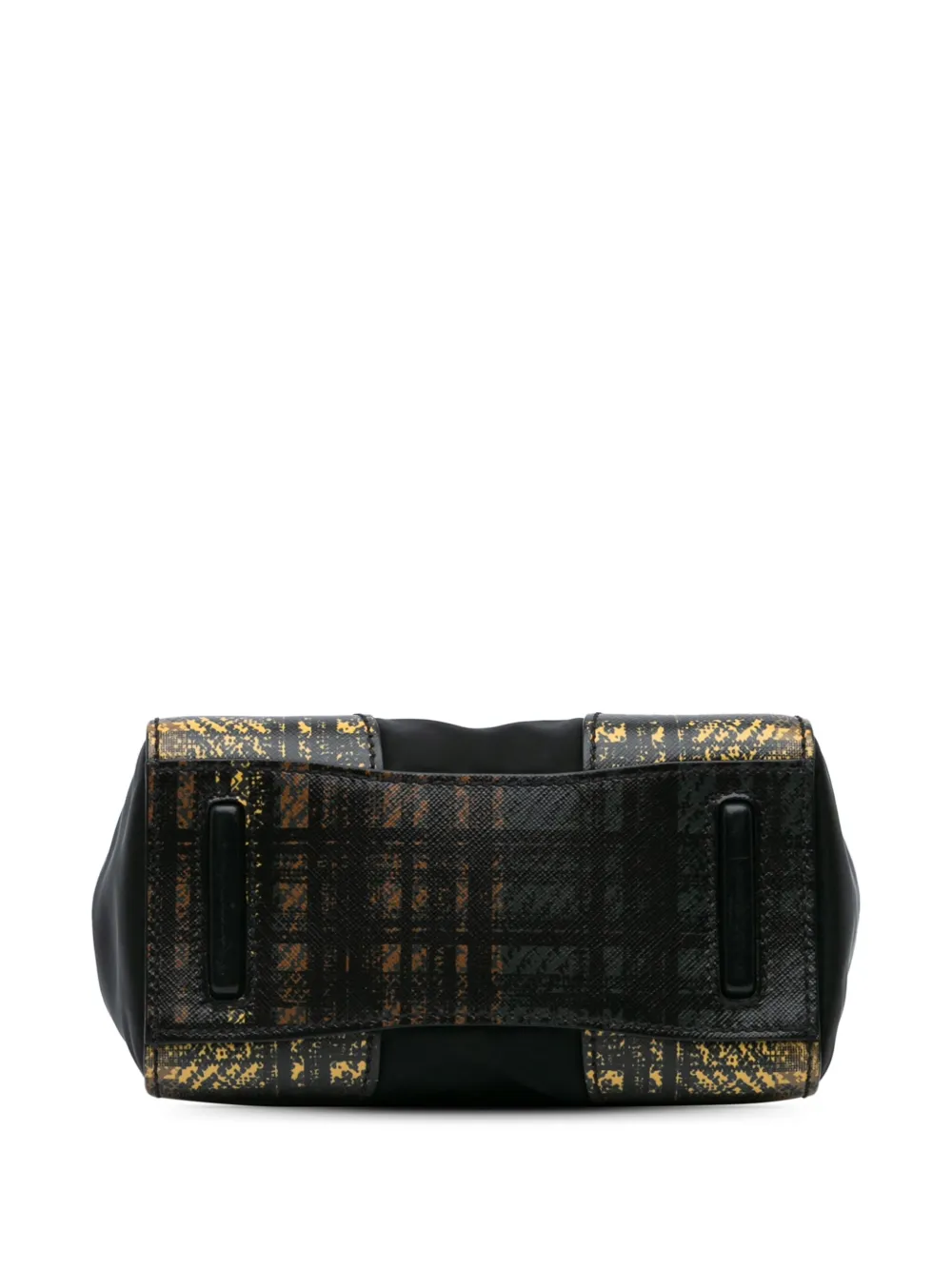 Pre-owned Prada 2010-2024 Tartan Saffiano Trimmed Tessuto Satchel In Black