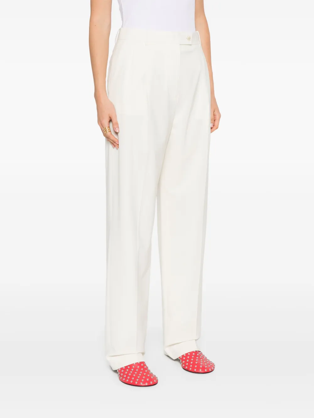 Marni Broek met geborduurd logo Beige