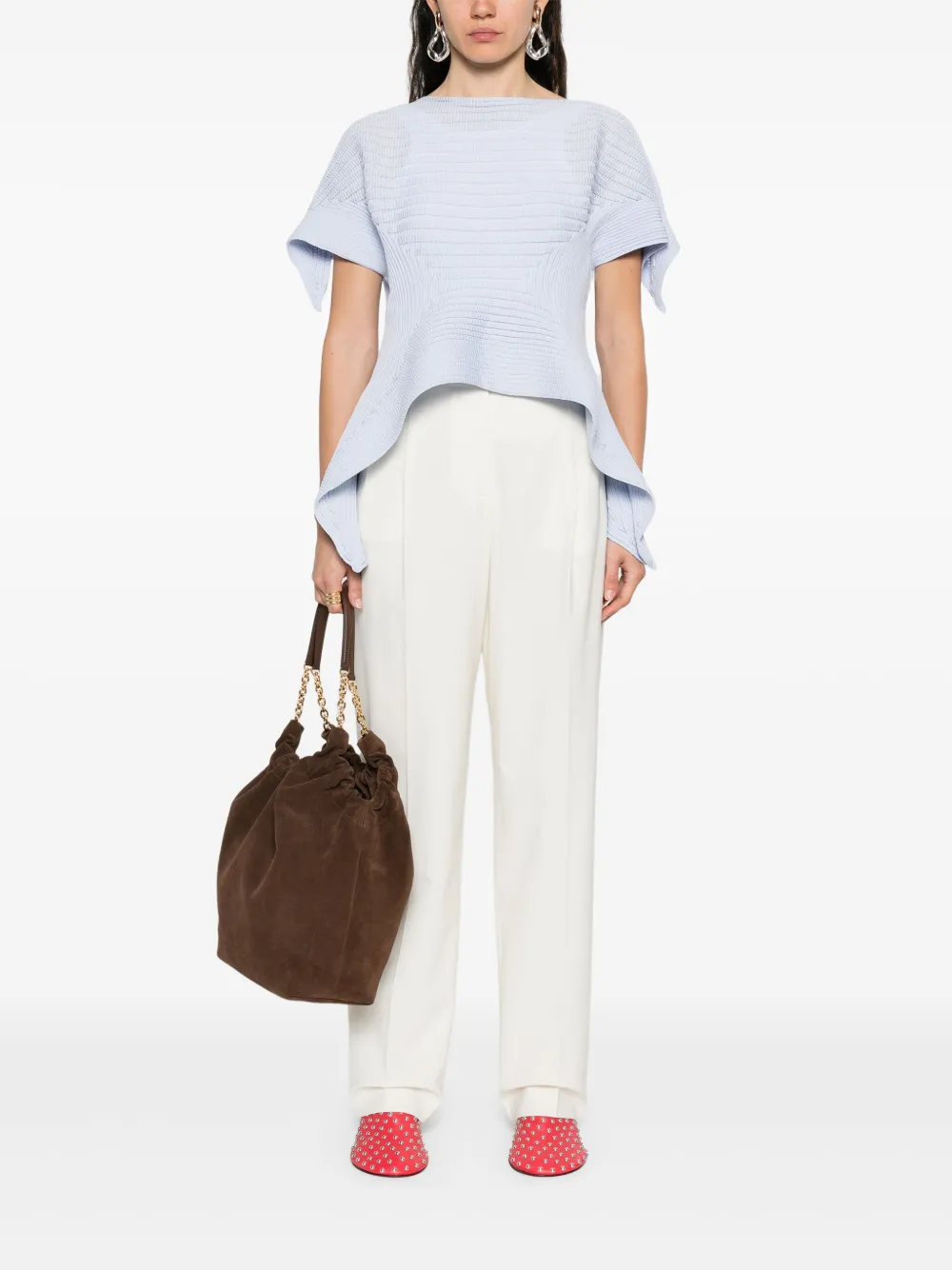 Marni logo-embroidered trousers - Beige