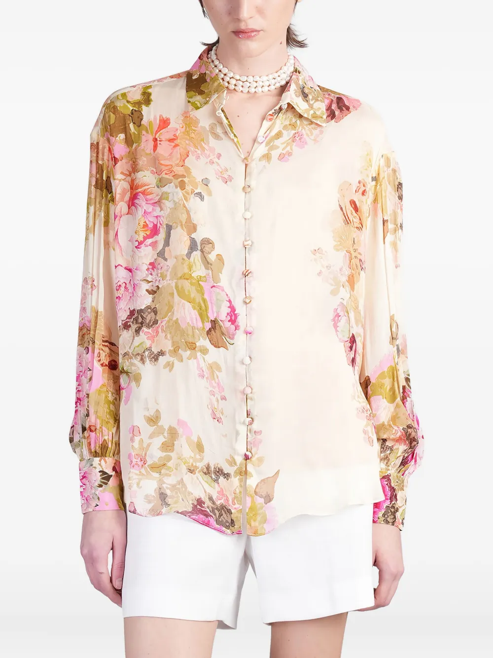 floral-print shirt